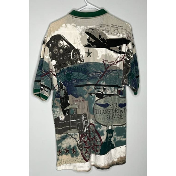 Vintage Cotton Traders Sport All Overprint Polo Air Transport XL - Picture 2 of 3